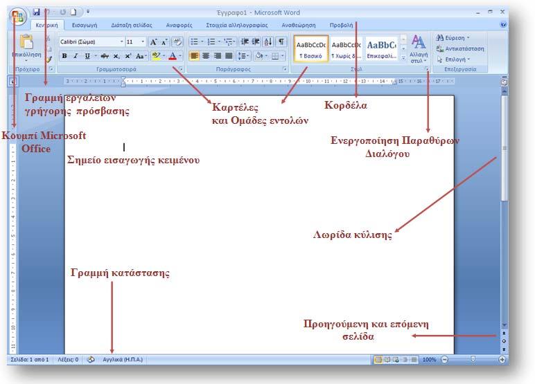 Επεξεργασία κειμένου: Εκκίνηση Περιβάλλον Εργασίας Βοήθεια 2.