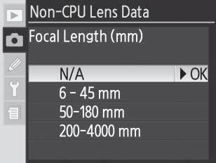 2 Επισημάνετε την επιλογή Focal Length [Εστιακή απόσταση] και πιέστε τον πολυεπιλογέα προς τα δεξιά.