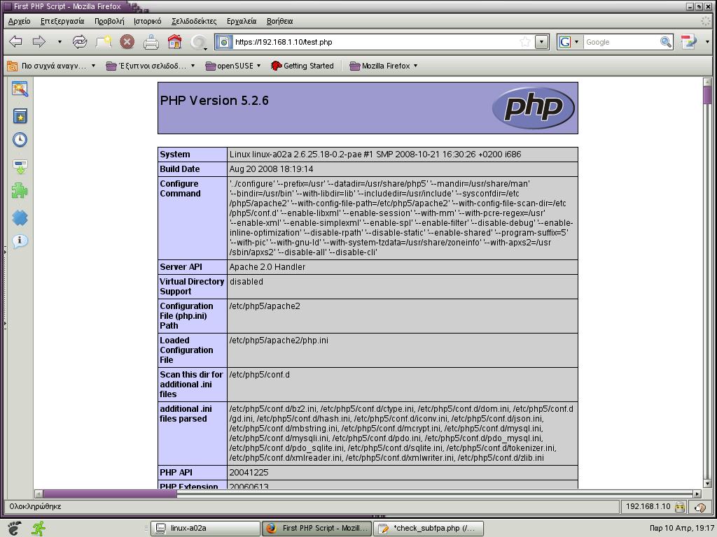 </IfModule> DirectoryIndex index.php οµοστοιχείο υποστήριξης /etc/apache2/sysconfig.d/loadmodule.conf LoadModule php5_module. /usr/lib/apache2/mod_php5.