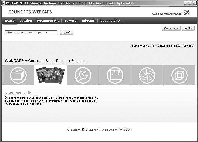 Documentaţie suplimentară de produs WebCAPS WebCAPS (Web-based Computer Aided Product Selection) este o aplicaţie Web, o aplicaţie de prezentare şi alegere, este versiunea pentru web a WinCAPS.