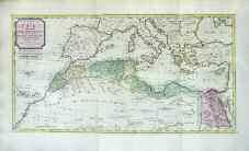 1401 Het Noordelykste Deel van AFRIKA behelzende Barbarie Egypte enz. Als mede de geheele Middellandsche Zee.