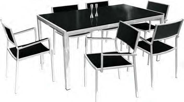 Πολυθρόνα στοιβαζόμενη Stackable armchair 57(W) x 57(D) x 87(H) cm ΑΛΟΥΜΙΝΙΟ - INOX ΣΕΤ ANGELICA SET 001485000 Τραπέζι παραλ/μο με τζάμι & 6 πολυθρόνες σετ 7 τεμ.