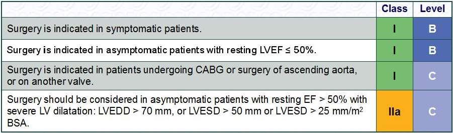 Σοβαρού βαθμού συμπτωματική ανεπάρκεια αορτικής βαλβίδας Guidelines on the
