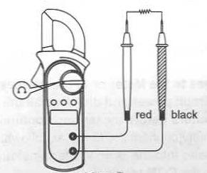 Μέτρηση αντίστασης Συνδέστε το μαύρο ακροδέκτη στην υποδοχή με την ένδειξη COM και τον κόκκινο ακροδέκτη στην υποδοχή με την ένδειξη (η πολικότητα του κόκκινου καλωδίου είναι +).