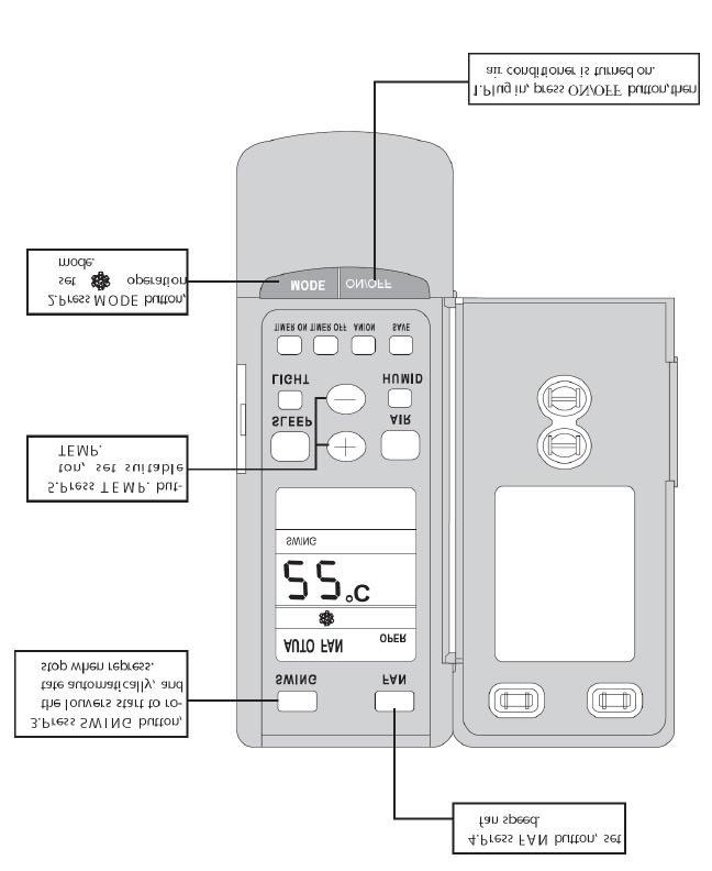 COOL mode operation procedure According to difference between room temp. and set temp., microcomputer can control cooling on or not. If room temp.