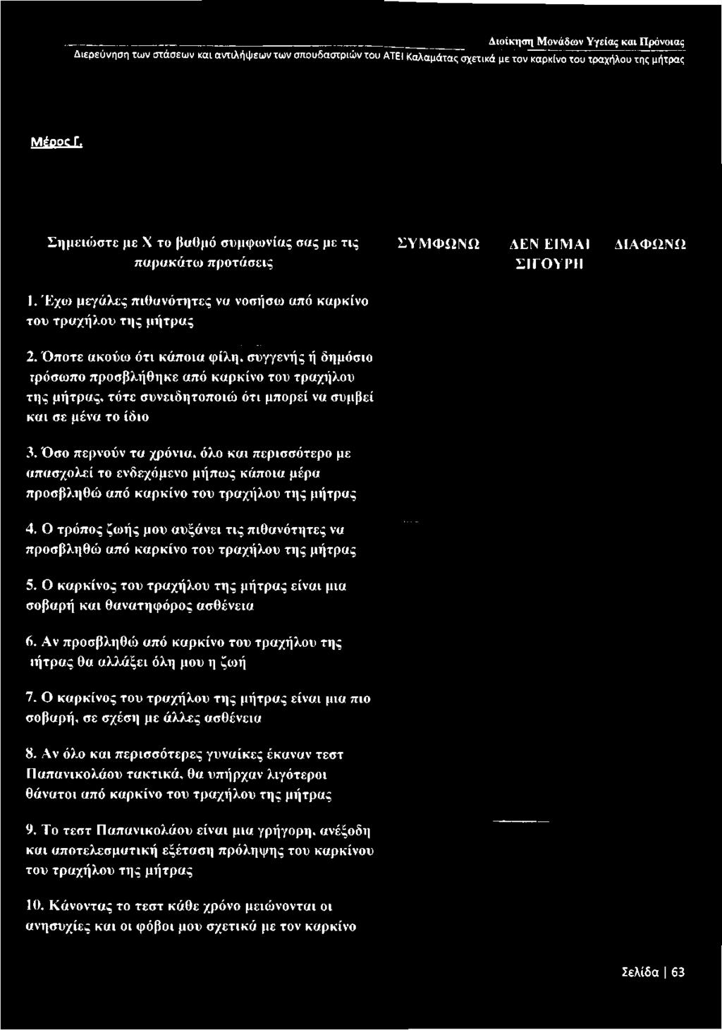 συμβεί και σε μένα το ίδιο 3. Όσο περνούν τα χρόνια, όλο και περισσότερο με απασχολεί το ενδεχόμενο μήπως κάποια μέρα προσβληθώ από καρκίνο του τραχήλου της μήτρας 4.