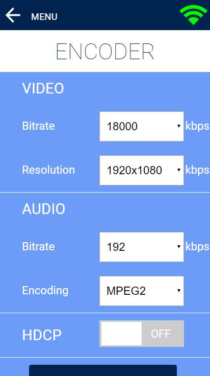3.3.2.5 Encoder Η εφαρμογή Lemco παρέχει τη δυνατότητα χειροκίνητης ρύθμισης όλων των παραμέτρων του encoder (Εικόνα No7).