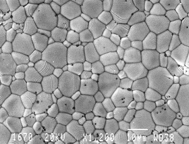 polikristalinične keramike: povečava: 1200x Površina pojedkane in