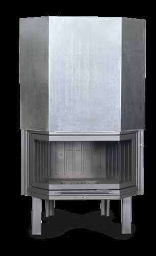 Made out of steel and cast iron plates, Ceramic glass 750c, secondary combustion chamber, air curtains. Chimney diameter 250 mm. Weight 180kg. Nominal heat output : 15.