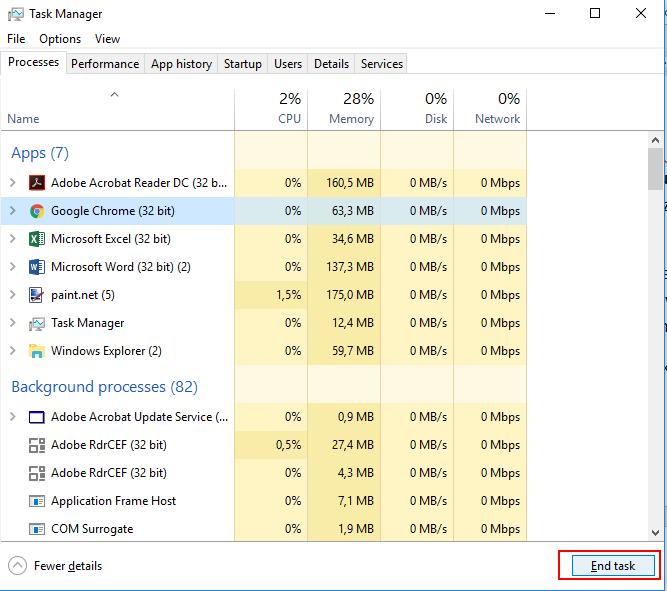 Operacijski sustav Windows 10 1.7 Upravitelj zadataka (eng. Task Manager) Upravitelj zadataka prikazuje programe, procese i servise trenutno pokrenute na računalu.