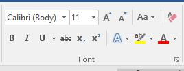 Najčešće se koriste fontovi Clibri, Arial i Times New Roman. Slika 13 Grupa naredbi Font Izbornik FONT SIZE Služi za promjenu veličine slova.