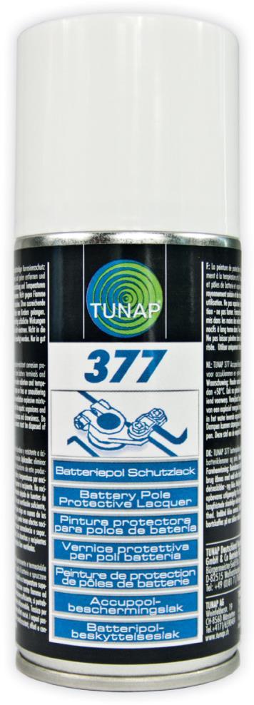 Product Information PI 377_3513 TUNAP 377 Προστατευτικό Βερνίκι Πόλων Μπαταρίας ΤΕΧΝΙΚΑ ΧΑΡΑΚΤΗΡΙΣΤΙΚΑ Έχει ουδέτερο ph. Εξαιρετική προστασία κατά της διάβρωσης και της οξείδωσης.