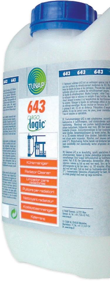 Product Information PI 643_3513 CARGOlogic 643 Καθαριστικό Ψυγείου ΤΕΧΝΙΚΑ ΧΑΡΑΚΤΗΡΙΣΤΙΚΑ Καθαρίζει ολόκληρο το σύστημα ψύξης. Αποκολλά κι αφαιρεί εναποθέσεις λάσπης, άλατα και διαβρωτικές ουσίες.