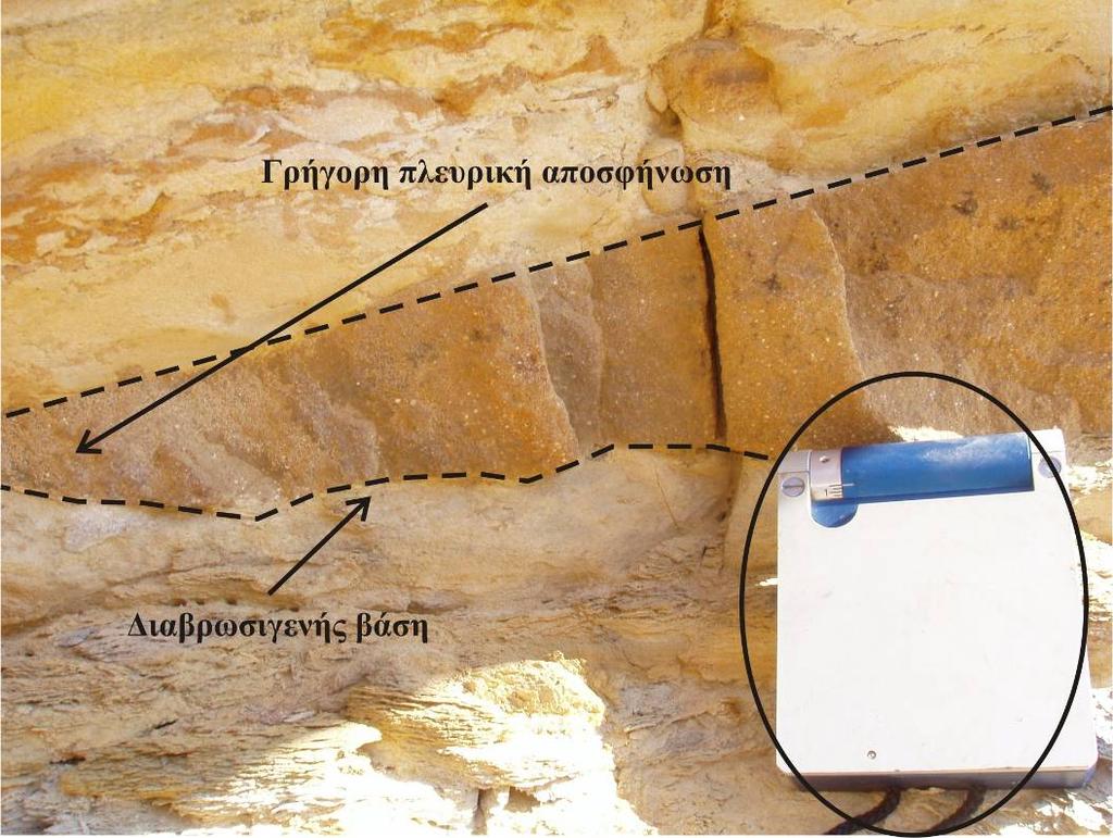 50 ΚΕΦΑΛΑΙΟ 2: Περιβάλλοντα Ιζηματογένεσης Εικ. 2.34: Αποθέσεις υπερχείλισης με χαρακτηριστική διαβρωσιγενής βάση και γρήγορη πλευρική αποσφήνωση.
