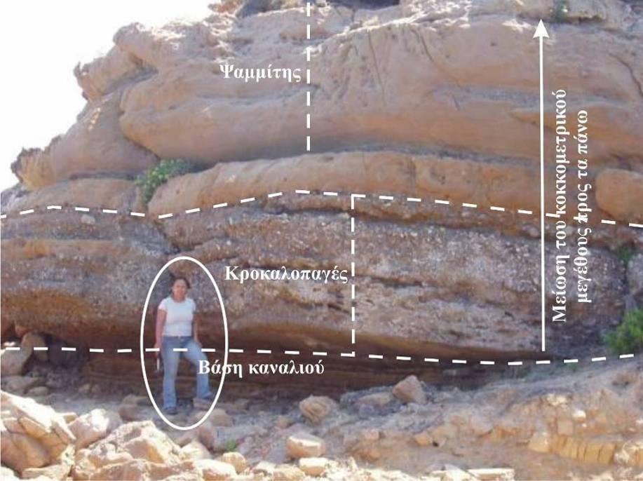 ΚΕΦΑΛΑΙΟ 2: Περιβάλλοντα Ιζηματογένεσης 51 την κατάταξη των συγκεκριμένων ιζημάτων ως αποθέσεις καναλιών που προέρχονται από τουρβιδιτικά ρεύματα με μεγάλη ικανότητα διάβρωσης όπως τα υψηλής