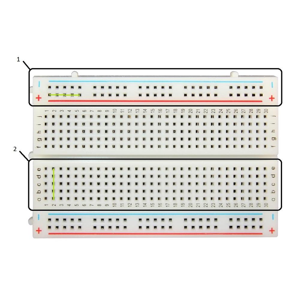 Εικόνα 17: Breadboard Μέσα στο Breadboard τα Pin έχουν μία συγκεκριμένη διάταξη.