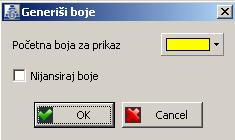 82 Generiši boje Dugme čijim aktiviranjem imate mogućnost da zadate programu iz koje palate će boje biti generisane.