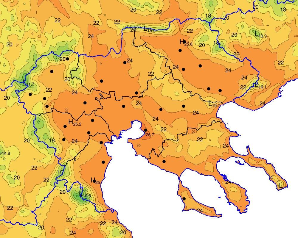 Παράρτημα Α Σχήμα ΠΑ.1: Μέση θερμοκρασία (οc) για το μήνα Ιούνιο 201, όπως προέκυψε με βάση τα δεδομένα των ΑΜΣ του δικτύου της 3Δ. Α.Ε.