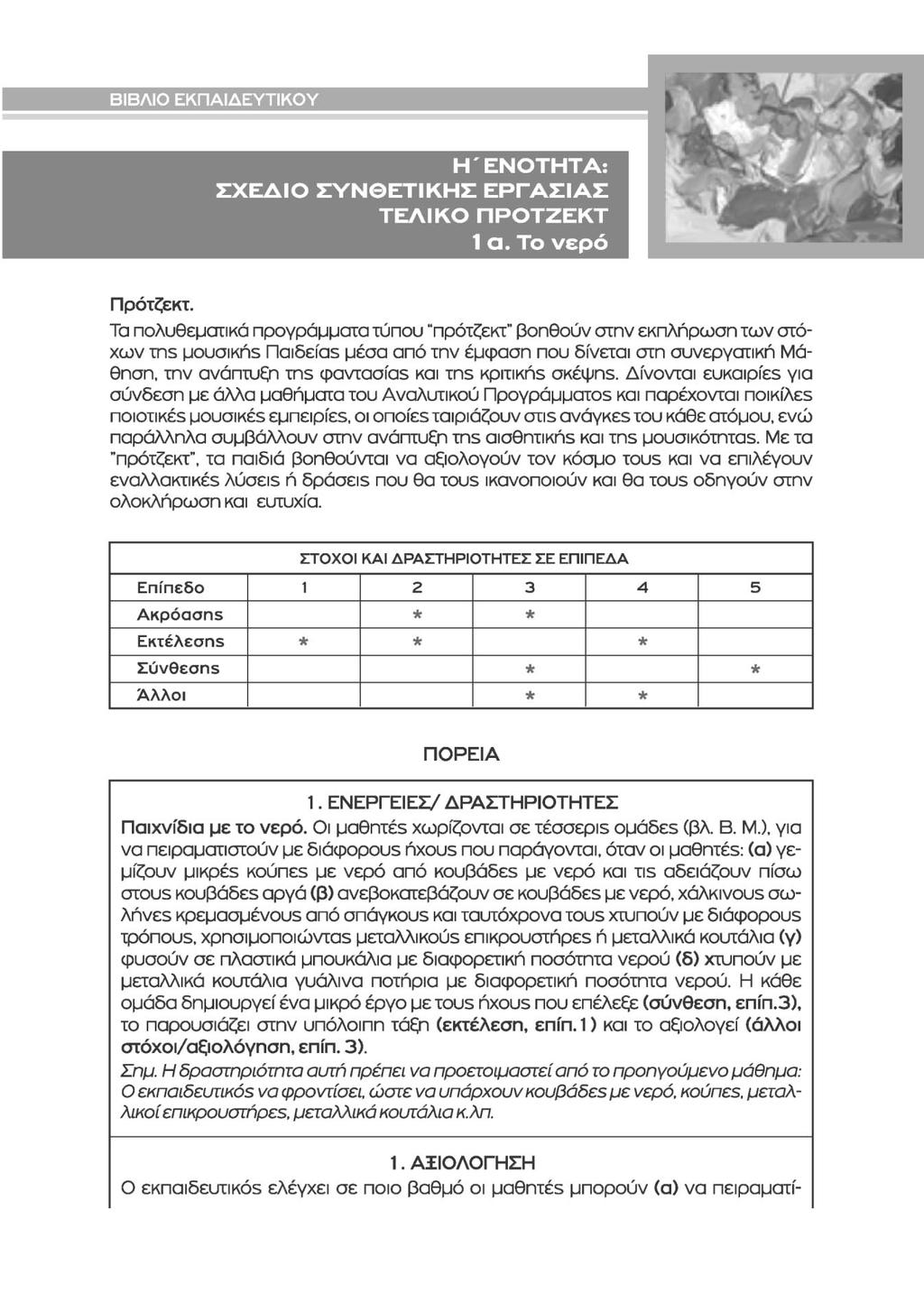 Η ΕΝΟΤΗΤΑ ΘΕΤΙ ΤΕΛΙΚΟ ΠΡΟΤΖΕΚΤ 1 α. Το νερό Πρότζεκτ.