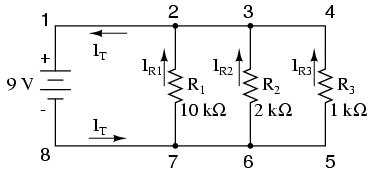 Ca şi în cazul circuitelor serie, dacă dorim aplicarea legii lui Ohm, valorile tensiunii, curentului şi ale rezistenţei trebuie să fie în acelaşi context (total sau individual) pentru a obţine