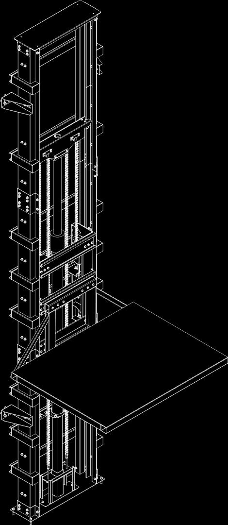 000 kgr 500 to 2000 kgr 0,3 m/sec 0,15 m/sec Maximum travel 12 m Dimensions 1800 x 1400 (w x D mm) Maximum floors