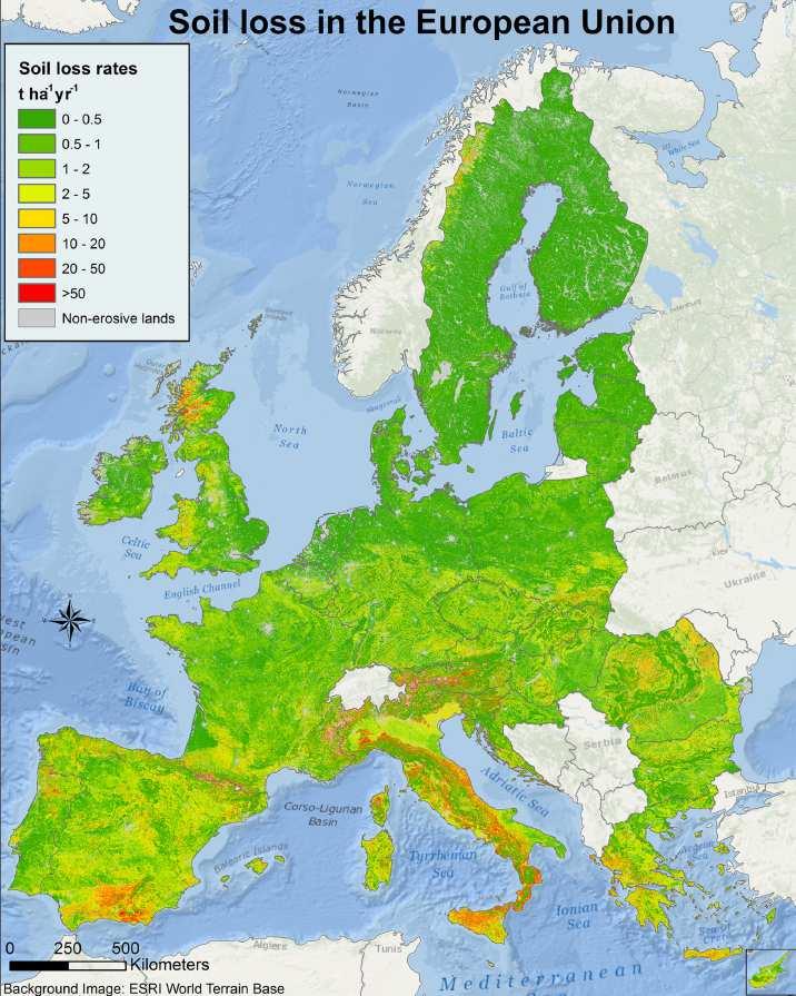 Σχήμα 7.7: Χαρτογραφική απεικόνιση της εδαφικής απώλειας ανά μονάδα επιφάνειας (SE) 7.