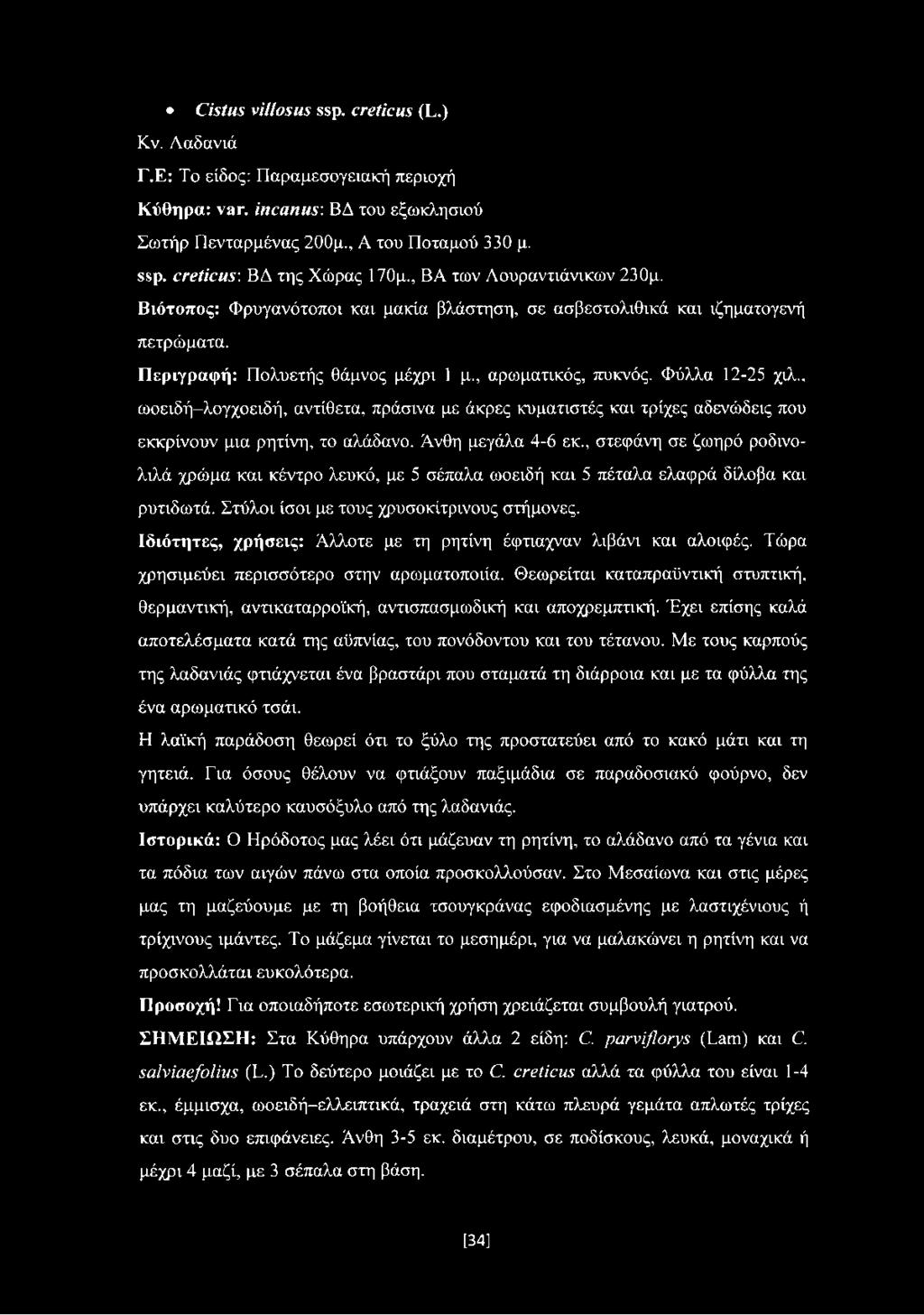 , ωοειδή-λογχοειδή, αντίθετα, πράσινα με άκρες κυματιστές και τρίχες αδενώδεις που εκκρίνουν μια ρητίνη, το αλάδανο. Άνθη μεγάλα 4-6 εκ.