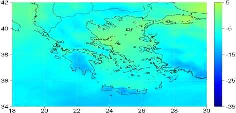 Εκατοστιαία Μεταβολή του Ύψους Βροχής (%) Ύψος Βροχής Σενάριο A1B: Εκατοστιαία Μεταβολή του Μέσου Ετήσιου Ύψους Βροχής μεταξύ των περιόδων 2021-2050 και 1961-1990 2021-2050, Σενάριο Α1Β: Μείωση του