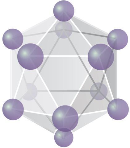 Ikozaeder (20 ploskev, 12 oglišč, 30 robov) ikozaeder B 12 lika 1 V večini modifikacij je 12 atomov bora je povezano v ikozaeder. Zanimivo!