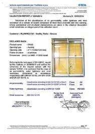 MEGALI RAHI GR 320 11 INOFYTA VIOTIAS GREECE Product description: DOUBLE SASH DOOR SLIDING Material: ALUMINIUM System : AL 250 SUMMARY OF RESULTS OF TESTING CERTIFICATE 1060 / 12.05.