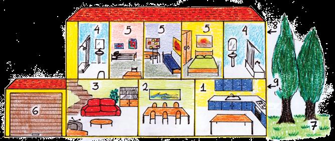 4 worksheet Grammar Activity Book, Lesson 41 The Yellow Villa Vocabulary A. Look at the Yellow Villa. Write the number next to each word. The Yellow Villa bedrooms... dining room... upstairs... kitchen.