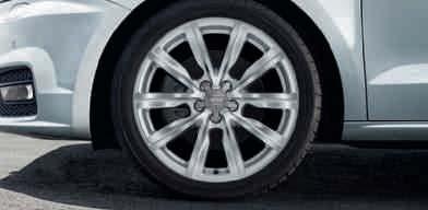 ταχύτητα 240 km/h, ακατάλληλες για αντιολισθητικές αλυσίδες (Δε διατίθενται στην ελληνική αγορά) Ζάντες αλουμινίου χυτές Audi Sport σε σχέδιο 5 ακτίνων V, σε όψη ματ Titanium, γυαλισμένες² μεγέθους