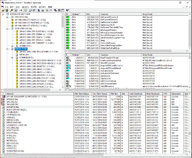 Εικόνα 11: Dependency Walker 8.2.6 Ανάλυση Στοιχείων PE Για την ανάλυση των στοιχείων PE χρησιμοποιήθηκε το PEview & το FileAlyzer.