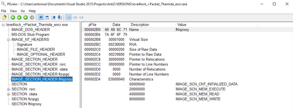 Επίσης με το συγκεκριμένο εργαλείο διαπιστώθηκαν ύποπτες αποκλίσεις ή/και ταυτίσεις μεταξύ του «Virtual Size» και του «Size of Raw Data».