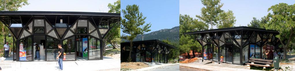 Για την κατασκευή των περιµετρικών τοίχων (επιδερµίδας) τοποθετούνται κουφώµατα αλουµινίου σε σχήµατα ορθογωνίου, τραπεζίου και τριγώνου µε διάφορες κλίσεις ως προς την κατακόρυφο.