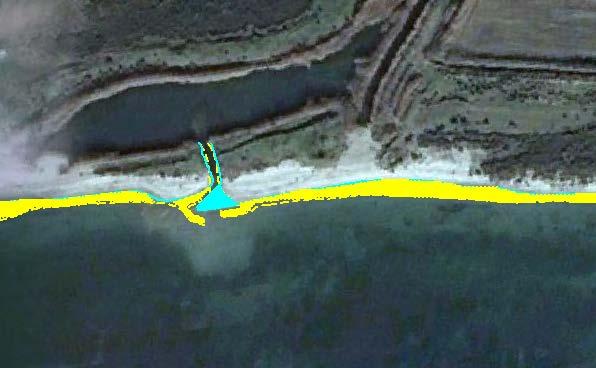 Google Earth. Τεχνητό κανάλι δυτικά της αμμόγλωσσας. Περίοδος 6/2002-12/2003.