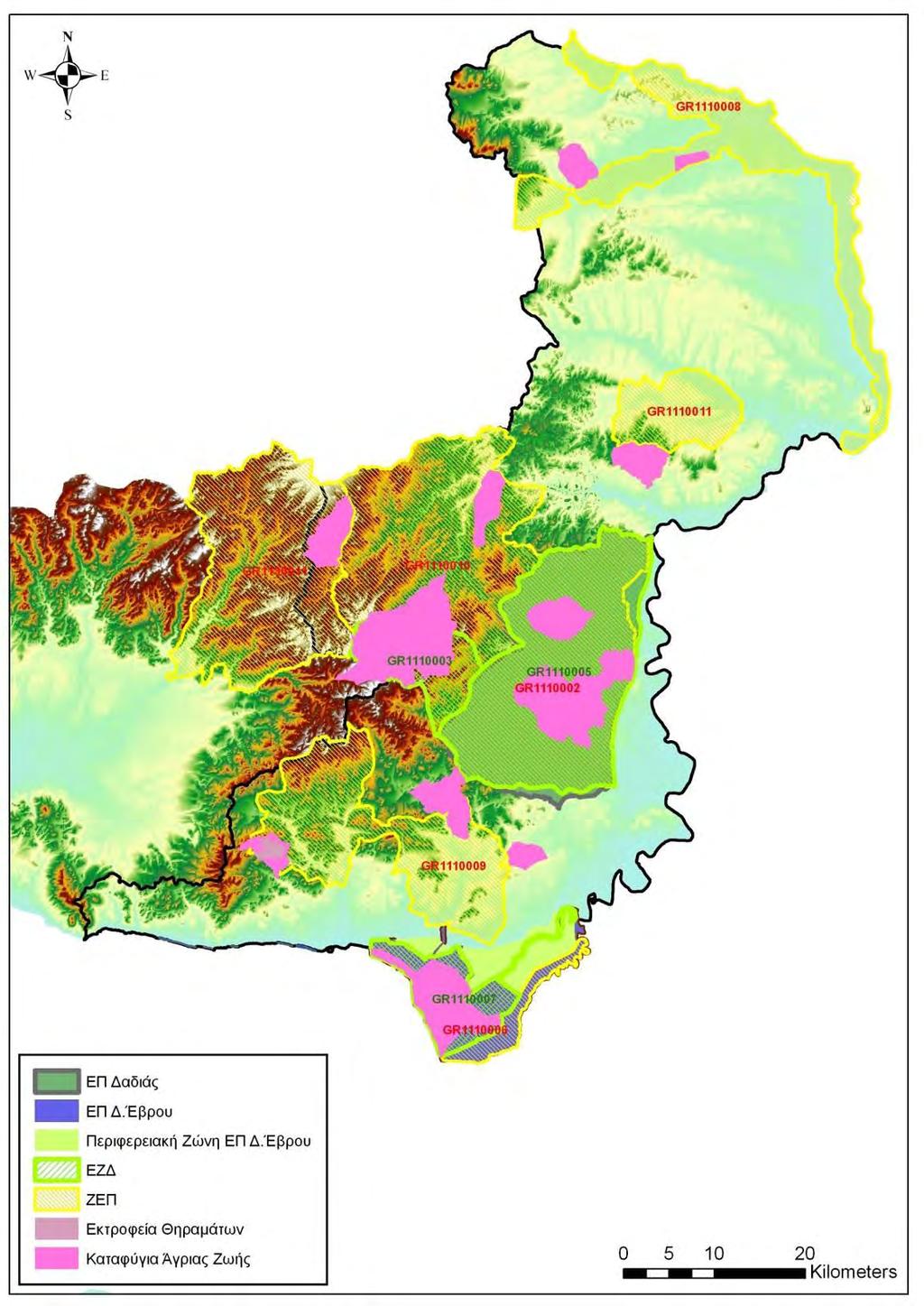 Εικόνα 6.1.4-2: Προστατευόμενες περιοχές Ν. 1650/1986 και Ν.