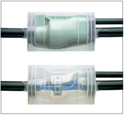 Guroflex nozaruzmavas no 35 mm² līdz 240 mm² kabeļiem ar plastmasas izolāciju MM 5, MM 7 BAV 6, BAVC 7 Kompaktais riņķveida savienotājs Uzmavas ir izstrādātas 3,5- un 4-dzīslu kabeļiem ar plastmasas