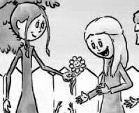 . The flower is in / under the