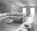 red living room.