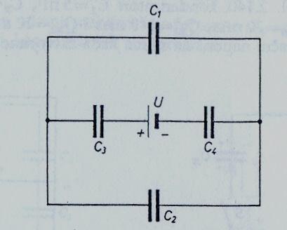 7. U kombinaciji prema slici poznati su kapaciteti C 1 = 25 nf i C 2 = 15 nf.