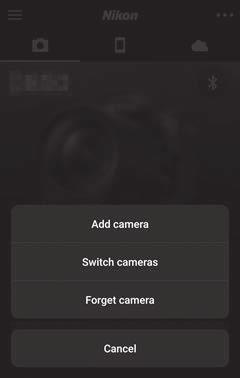 1 Έξυπνη συσκευή: Στην εφαρμογή SnapBridge, ανοίξτε την καρτέλα, κτυπήστε ελαφρά στο > Forget camera (Διαγραφή φωτογραφικής μηχανής από τη μνήμη), επιλέξτε