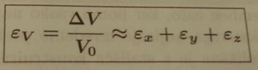 Sprememba prostornine: Spremembo prostornine telesa ΔV z začetno prostornino popisuje volumska deformacija : Osnovni Hookov zakon: Pravi, da sta napetost σin deformacija ε v primeru enoosnega stanja