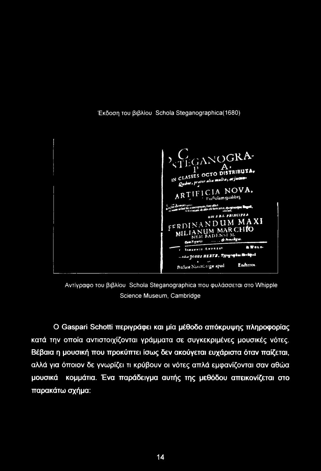 . ΡιοίΙωι Konmbcrg* ipud EnAno* Αντίγραφο του βιβλίου Schola Steganographica που φυλάσσεται στο Whipple Science Museum, Cambridge O