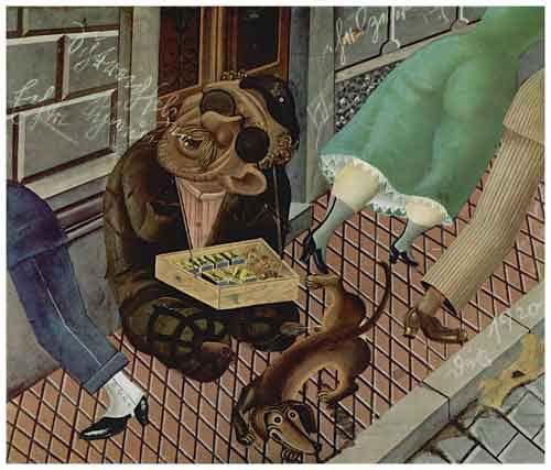 The Match Seller, Otto Dix, 1920. Οι Ντανταϊστές δεν στηρίζουν τη Δημοκρατία της Βαϊμάρης, βρίσκονται πιο κοντά στους εξεγερμένους του δρόμου, στις κομμουνιστικές πρακτικές και στην αναρχία.