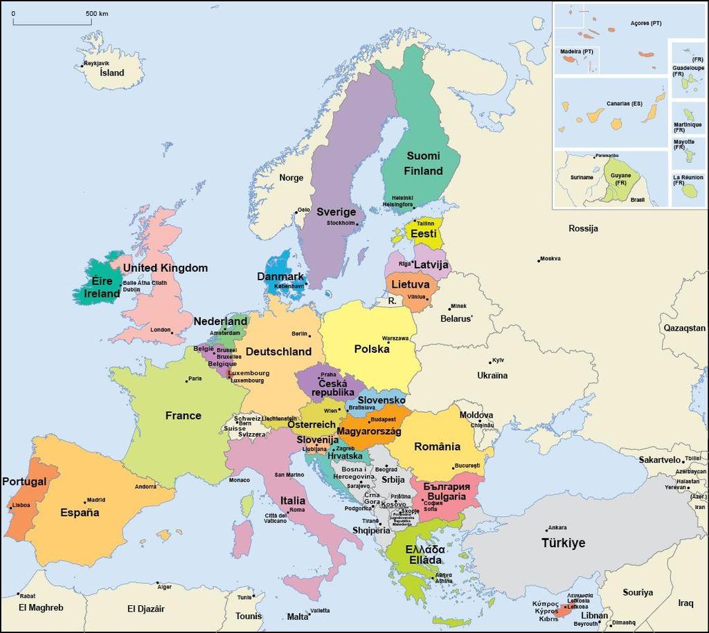 Η Ευρωπαϊκή Ένωση: 500 εκατομμύρια κάτοικοι, 28 χώρες, 24 επίσημες γλώσσες Κράτη μέλη