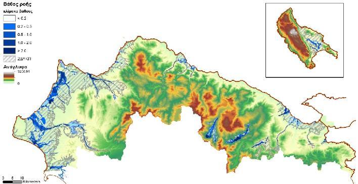 αποτελεσμάτων βάθους ροής πλημμύρας