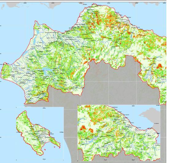 4.2.2.7 Χάρτες αξιολόγησης τρωτότητας σε εδαφική διάβρωση Για την χαρτογραφική απεικόνιση της τρωτότητας σε εδαφική διάβρωση (SE) χρησιμοποιήθηκαν τα ψηφιακά δεδομένα για κάθε παράμετρο της RUSLE τα