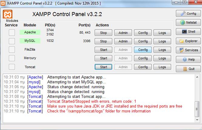 Εικόνα 19 Άνοιγμα Xampp 6.4 Εγκατάσταση Λογισμικού CS-CART V4.3.