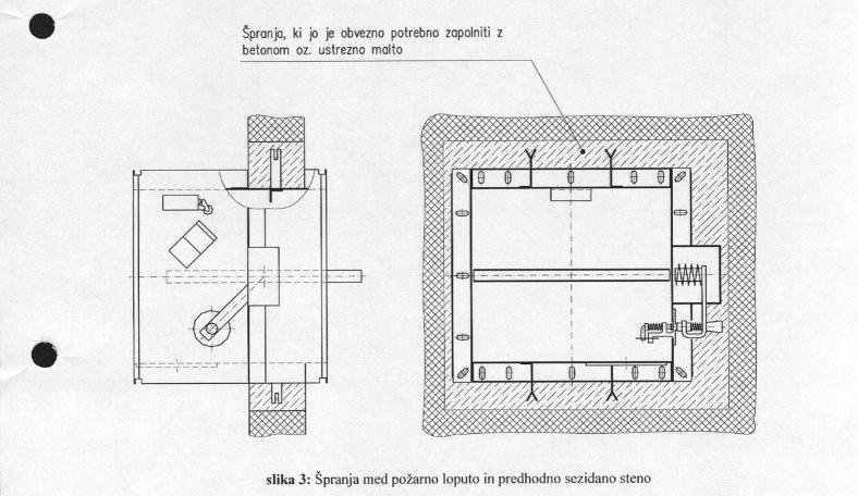 Protipožarne lopute in protipožarna zaščita Protipožarne lopute se vgradijo na vseh mejah požarnih sektorjev ali celic, ki so definirani v študiji požarne varnosti ŠPV 9-4468PE/13, ki jo je izdelalo